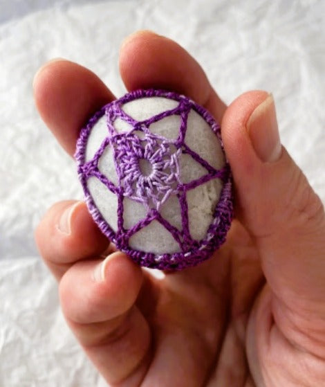 Crocheted Stone - Purple Star