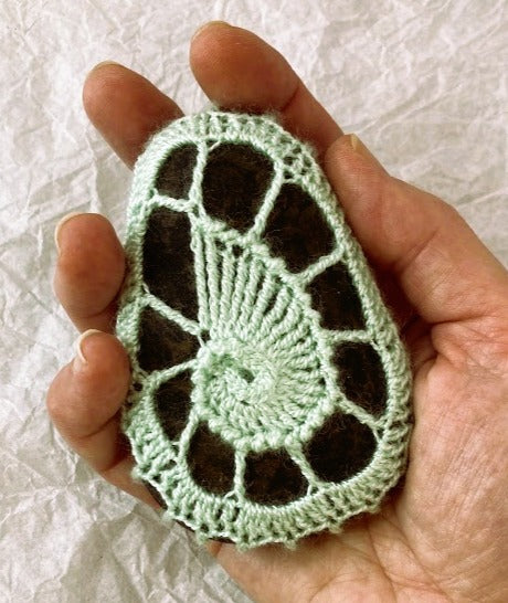 Crocheted Stone - Light Green Shell