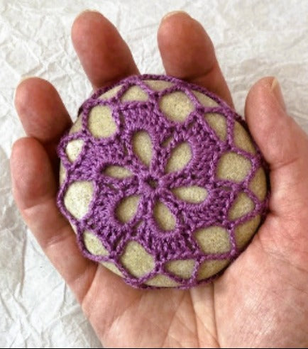 Crocheted Stone - Lilac Mandala