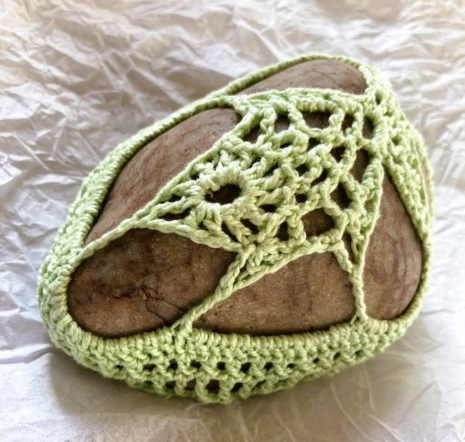 Crocheted Stone - Green Fish