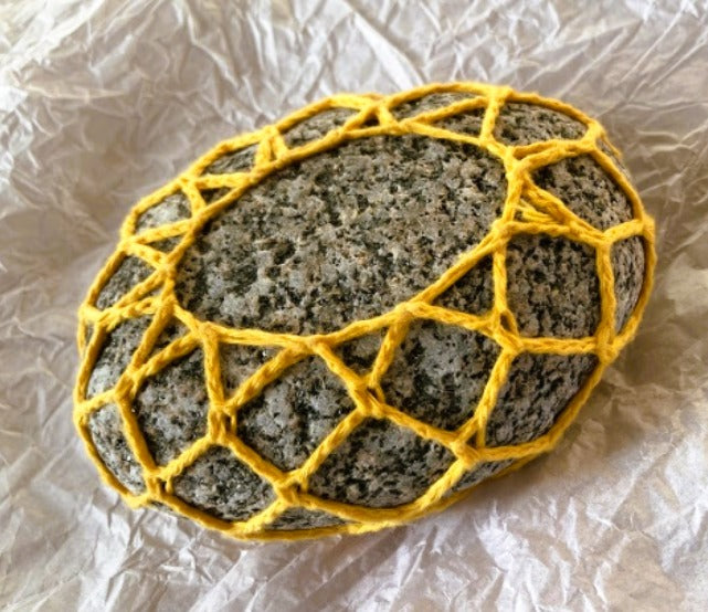 Crocheted Stone - Yellow Tree of Life
