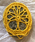 Crocheted Stone - Yellow Tree of Life