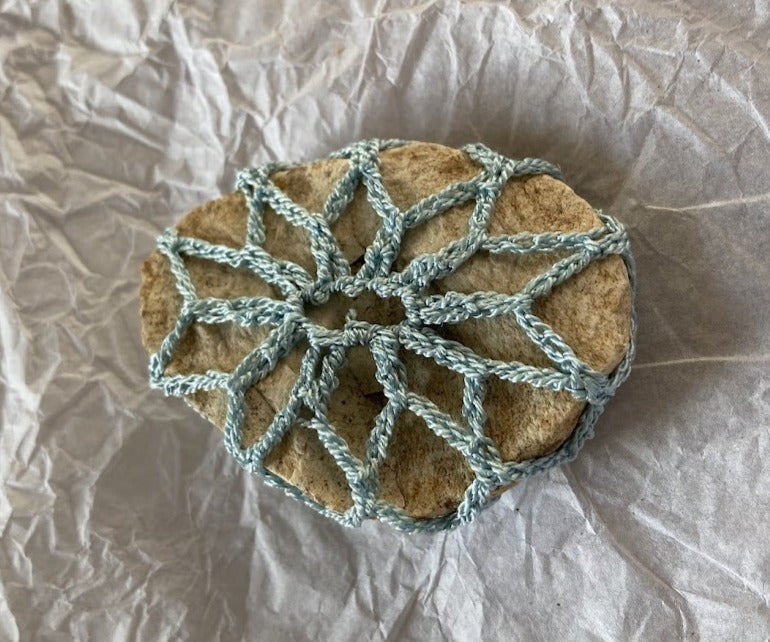 Crocheted Stone - Yellow Flower