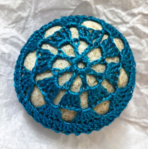 Crocheted Stone - Blue Sphere