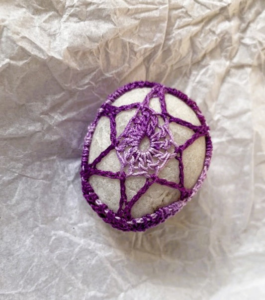 Crocheted Stone - Purple Star