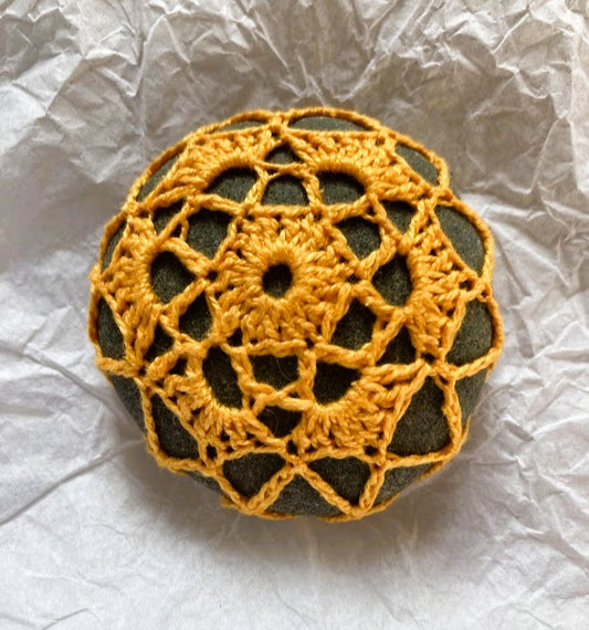 Crocheted Stone - Orange Mandala