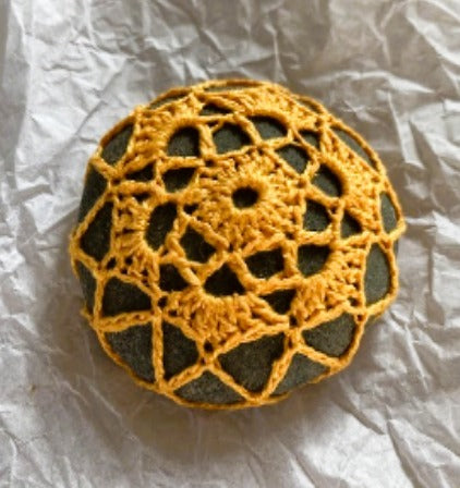 Crocheted Stone - Orange Mandala