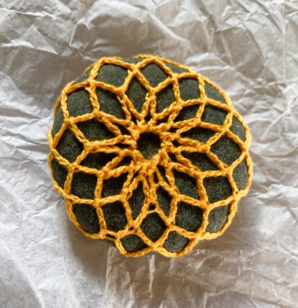 Crocheted Stone - Orange Mandala