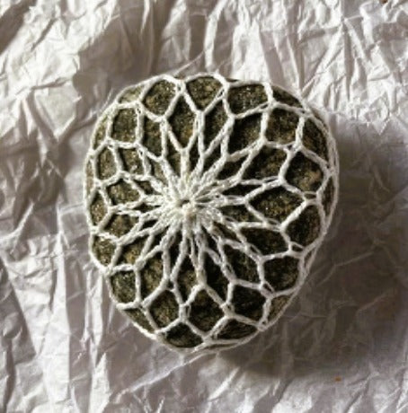 Crocheted Stone - White Triangle