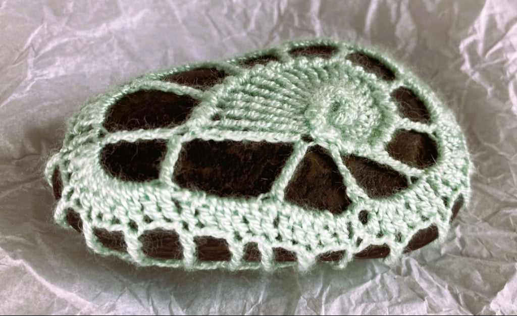 Crocheted Stone - Light Green Shell
