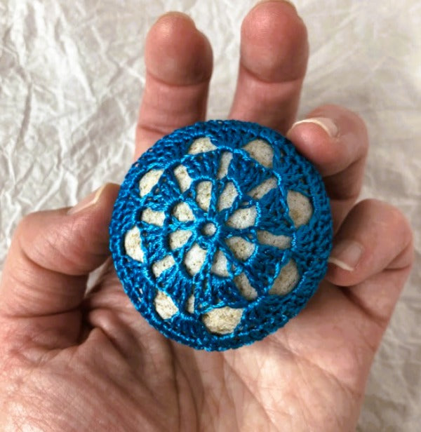 Crocheted Stone - Blue Sphere