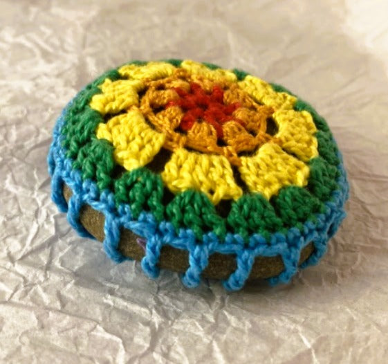 Crocheted Stone - Colourful Mandala