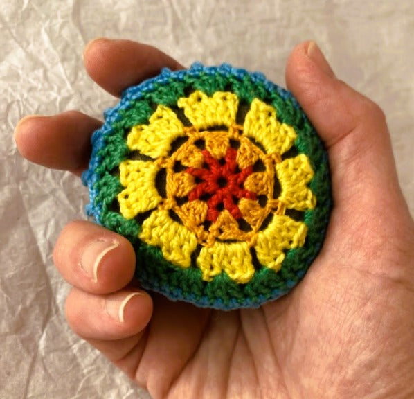 Crocheted Stone - Colourful Mandala