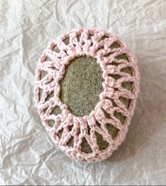 Crocheted Stone - Pink Shell