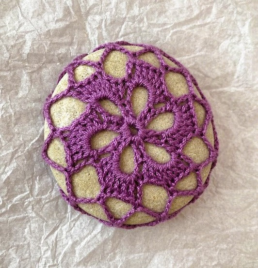 Crocheted Stone - Lilac Mandala