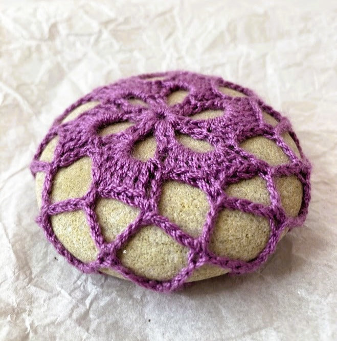 Crocheted Stone - Lilac Mandala