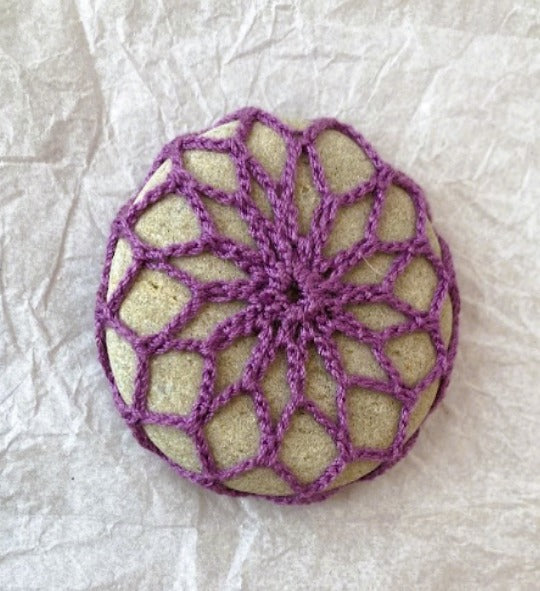 Crocheted Stone - Lilac Mandala